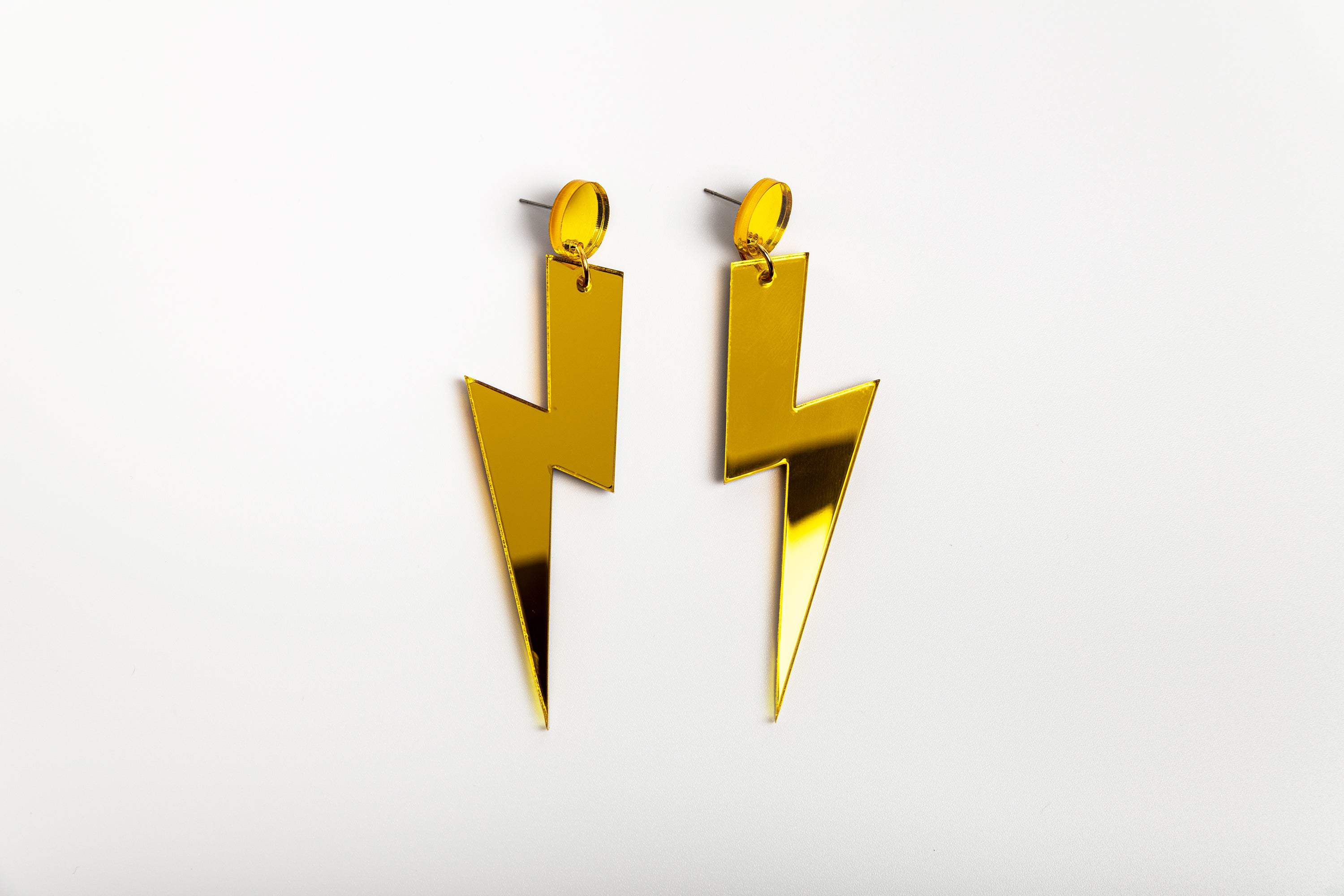 Yellow statement lightning bolt earrings