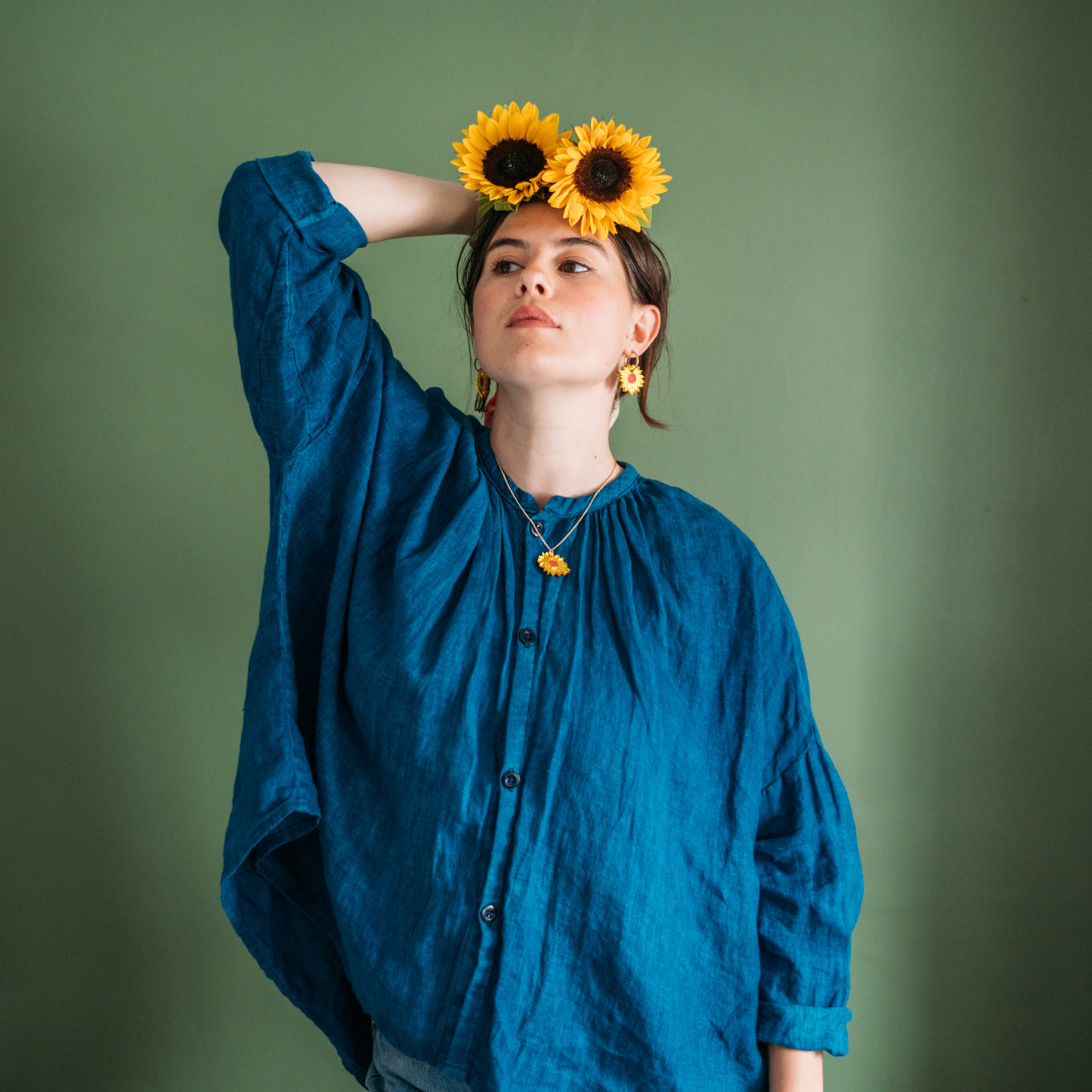 Sunflower Mini Necklace, yellow surround