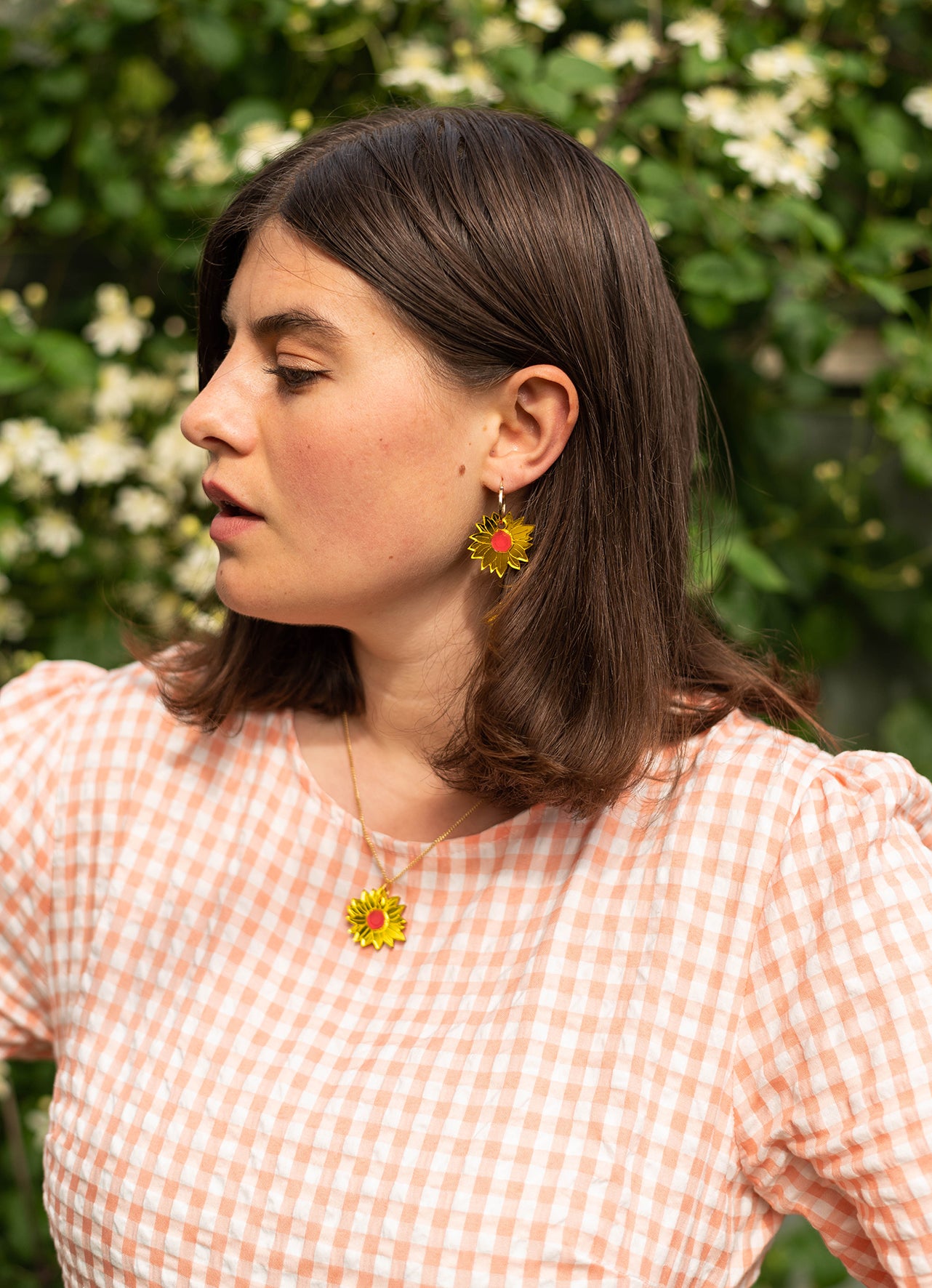 Sunflower Mini Necklace, yellow surround