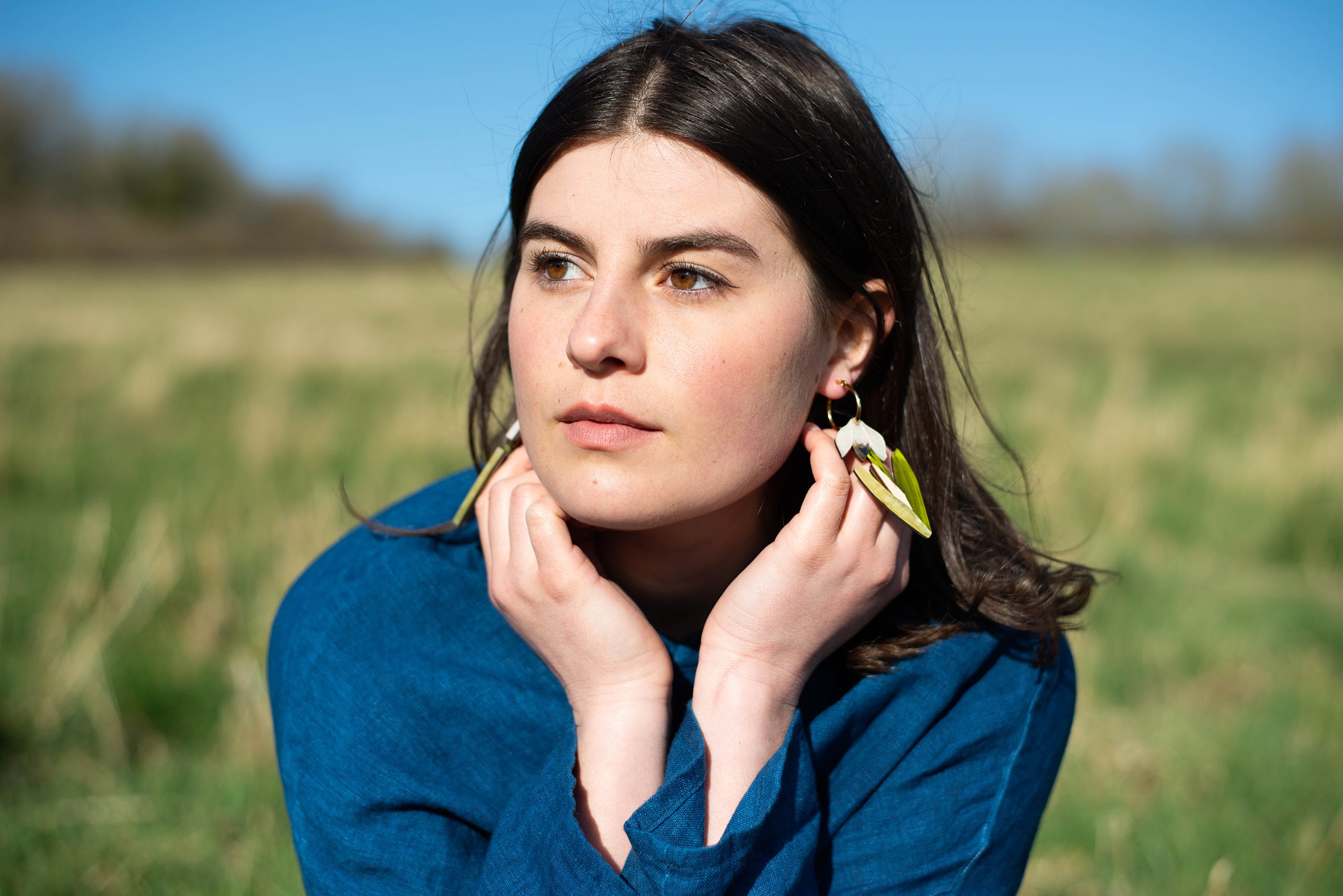 Snow Drop Hoop Earrings