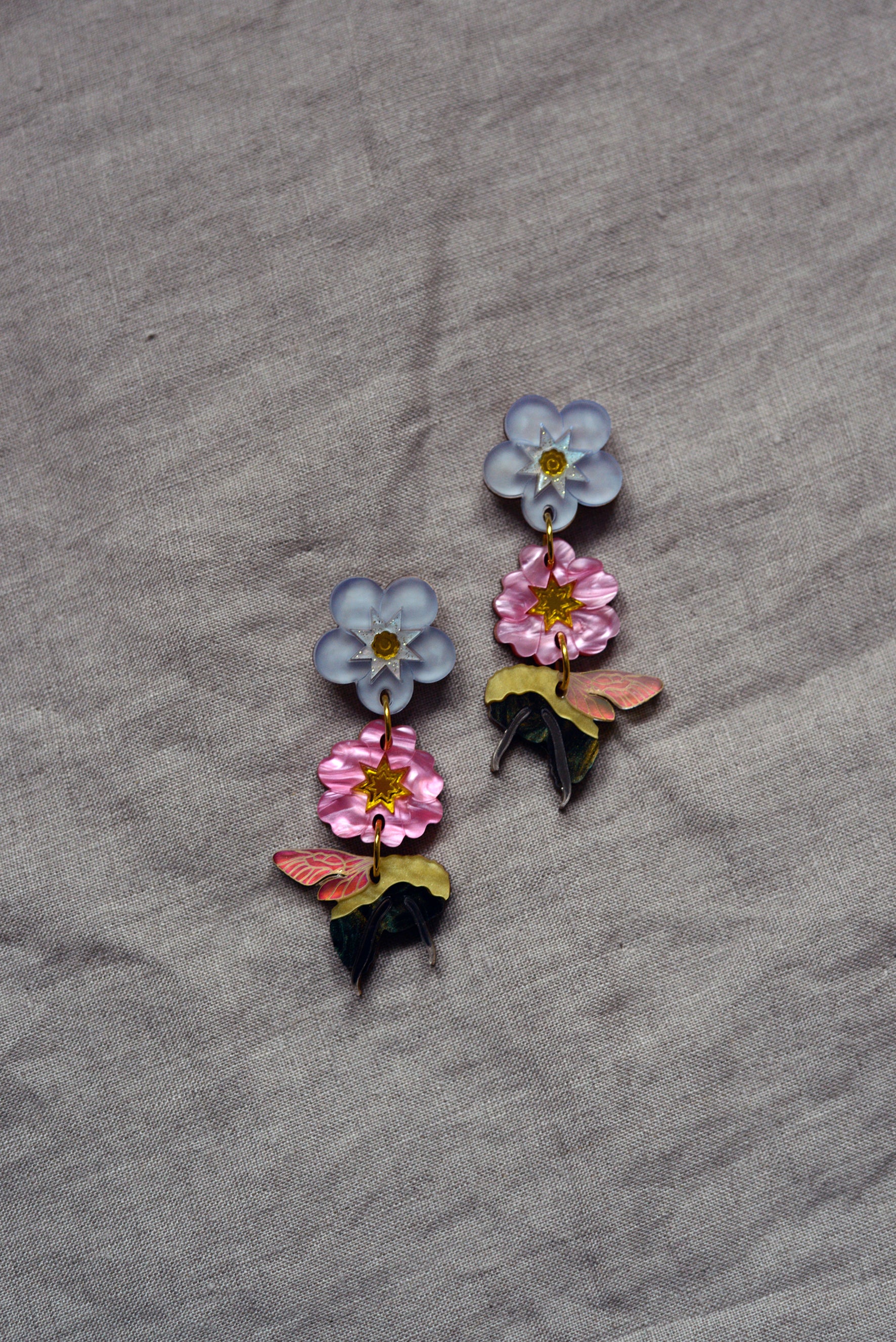Spring Bouquet Triple Drop Earrings