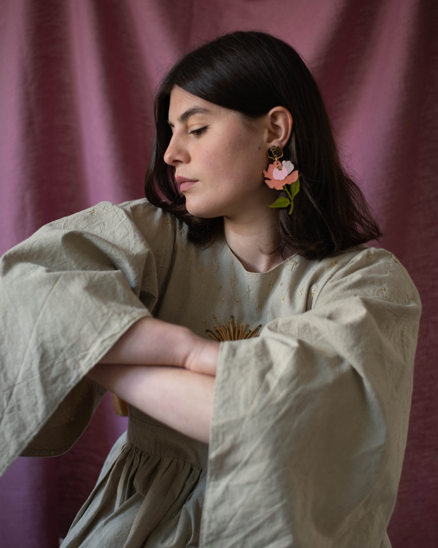 Peony Leaf Statement Earrings