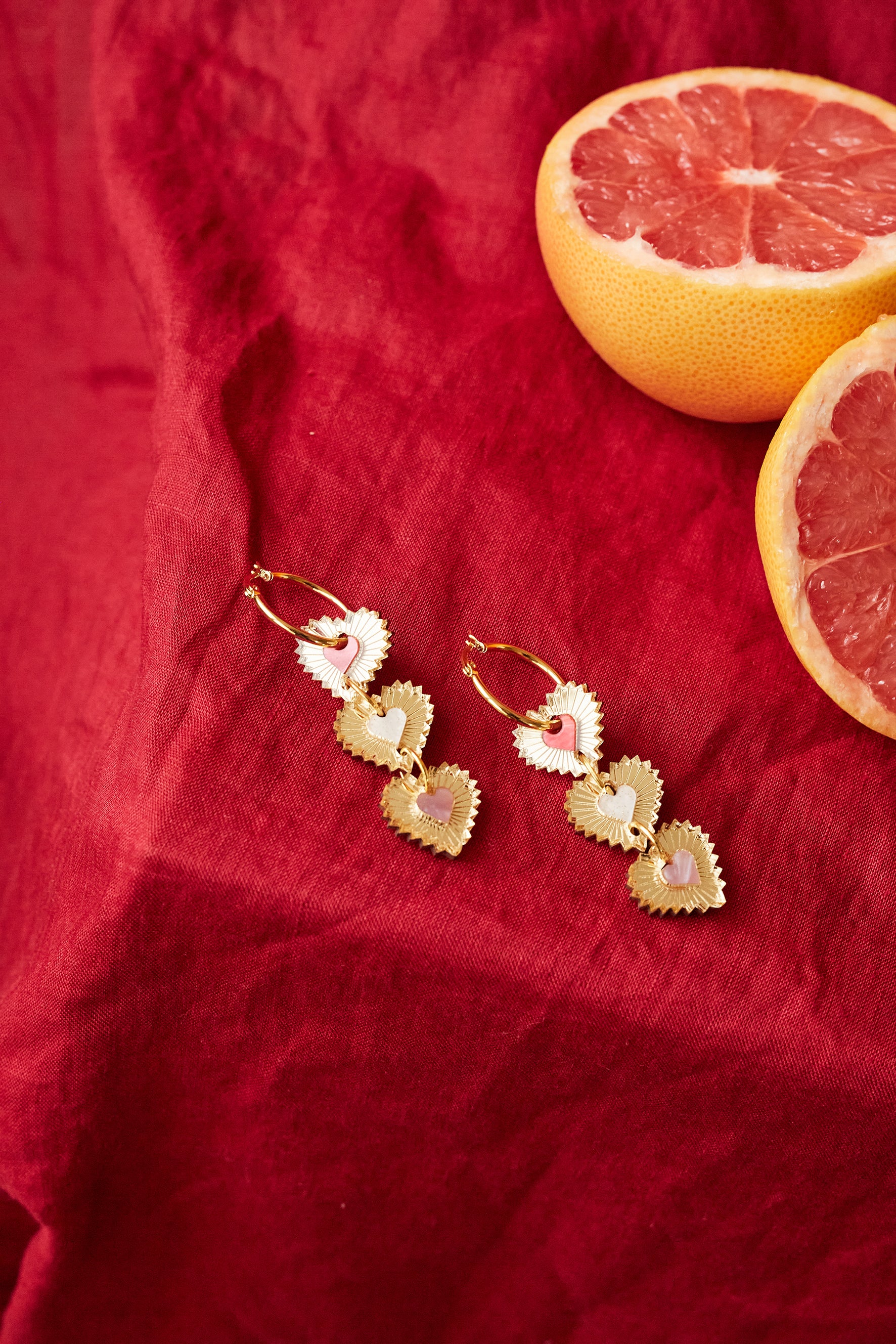 Triple Drop Heart Earrings