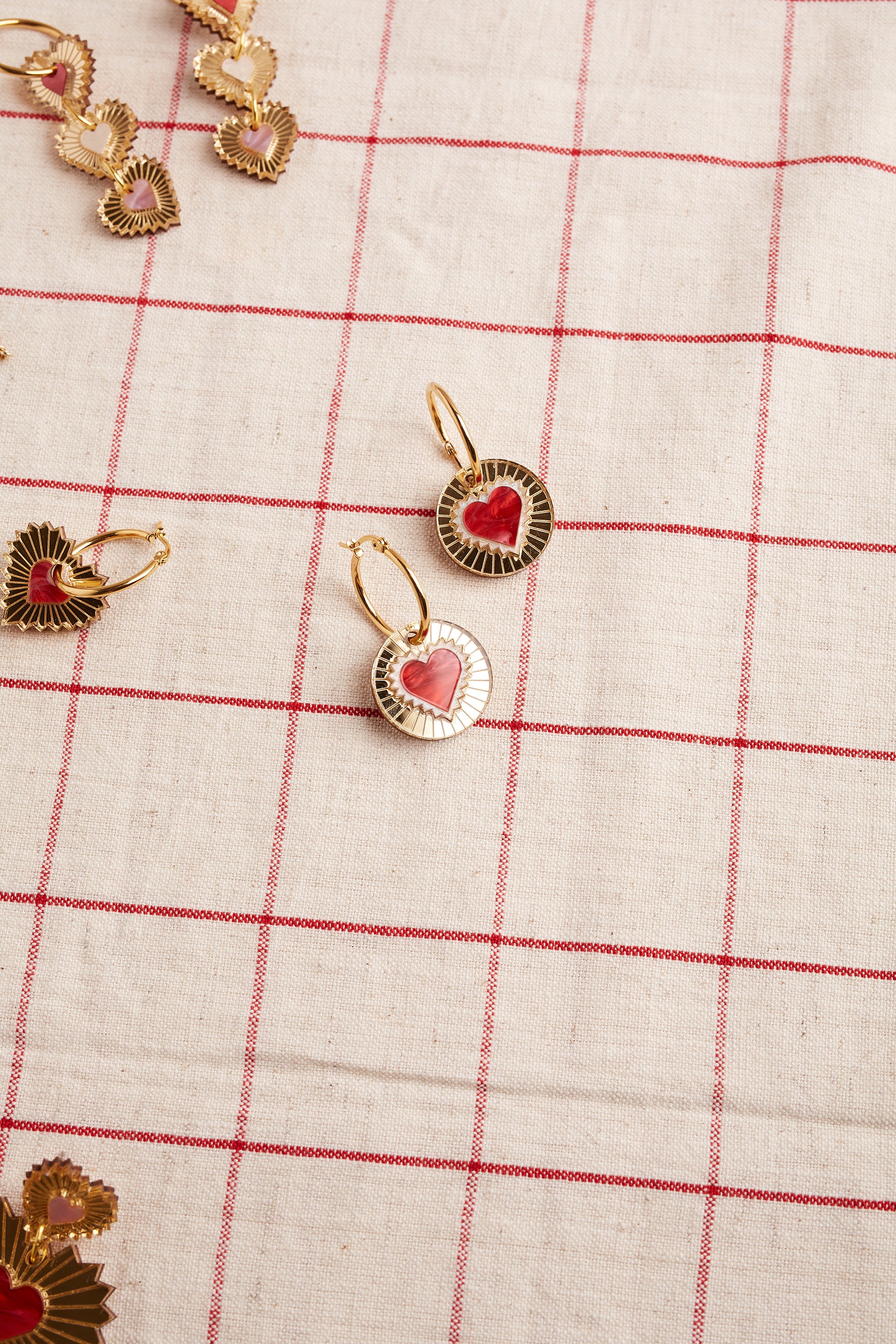 Heart Hoop Disk Earrings