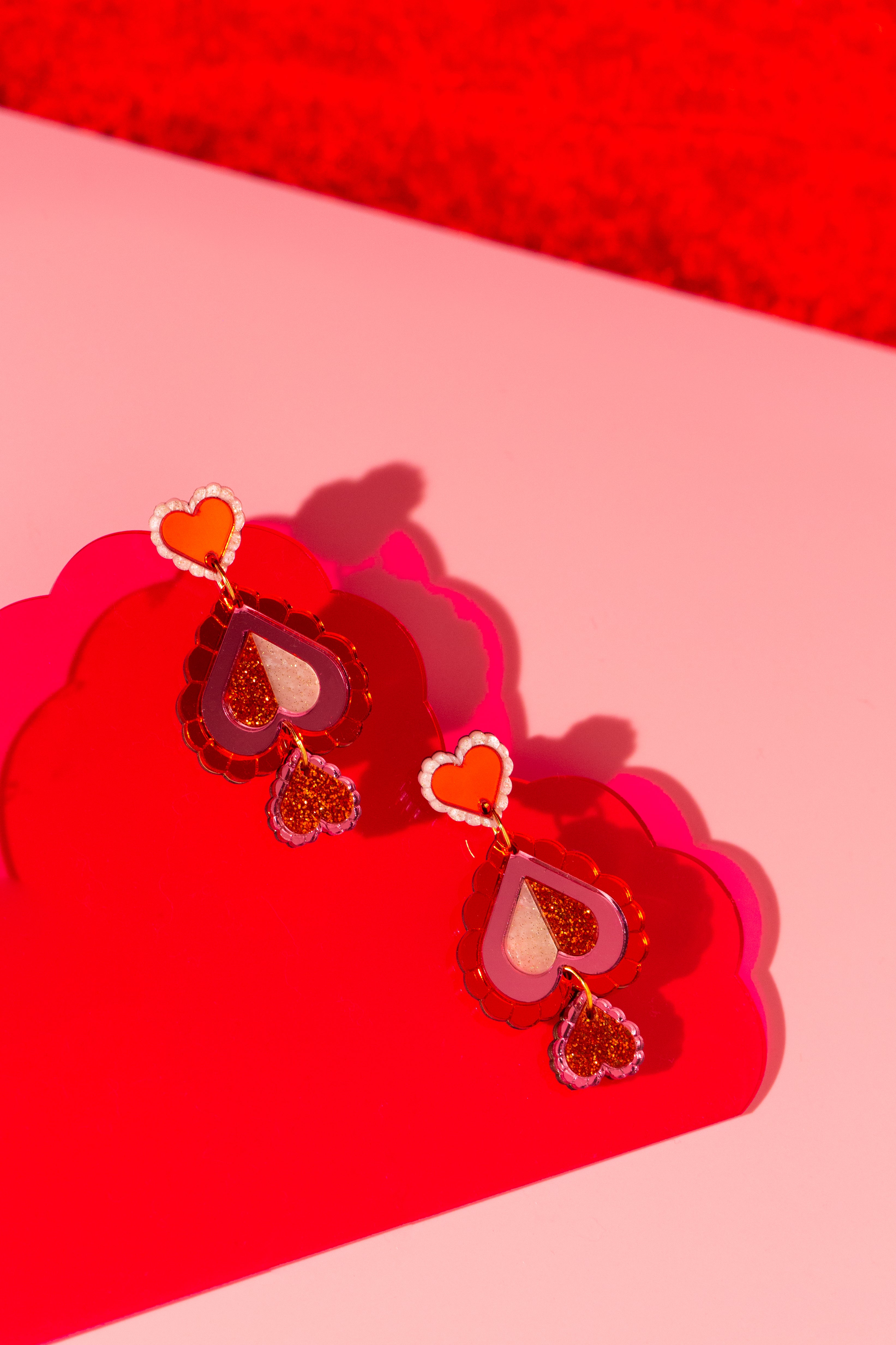 Heart Statement Earring (red)