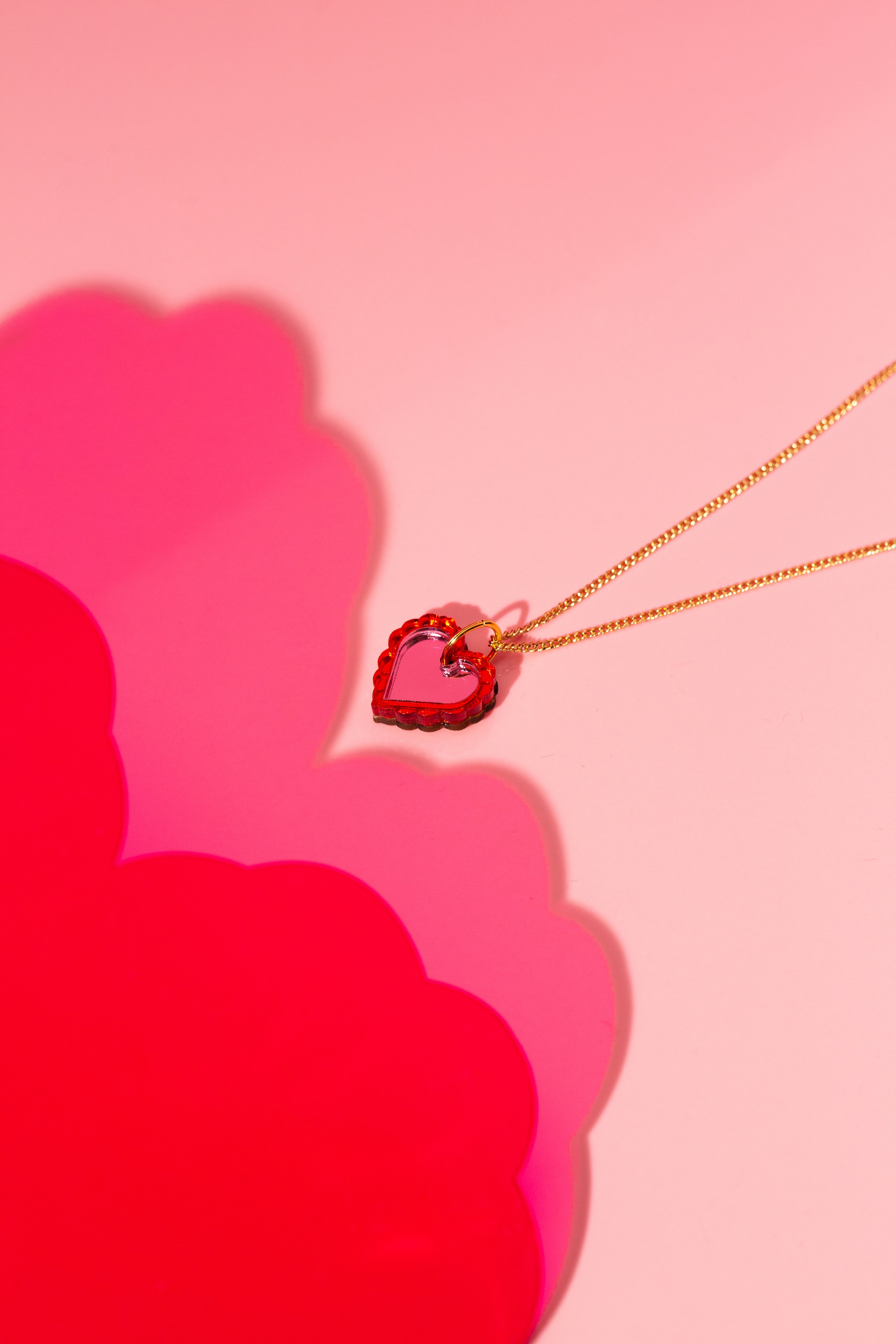 Heart Tiny halskæde (rød og pink)