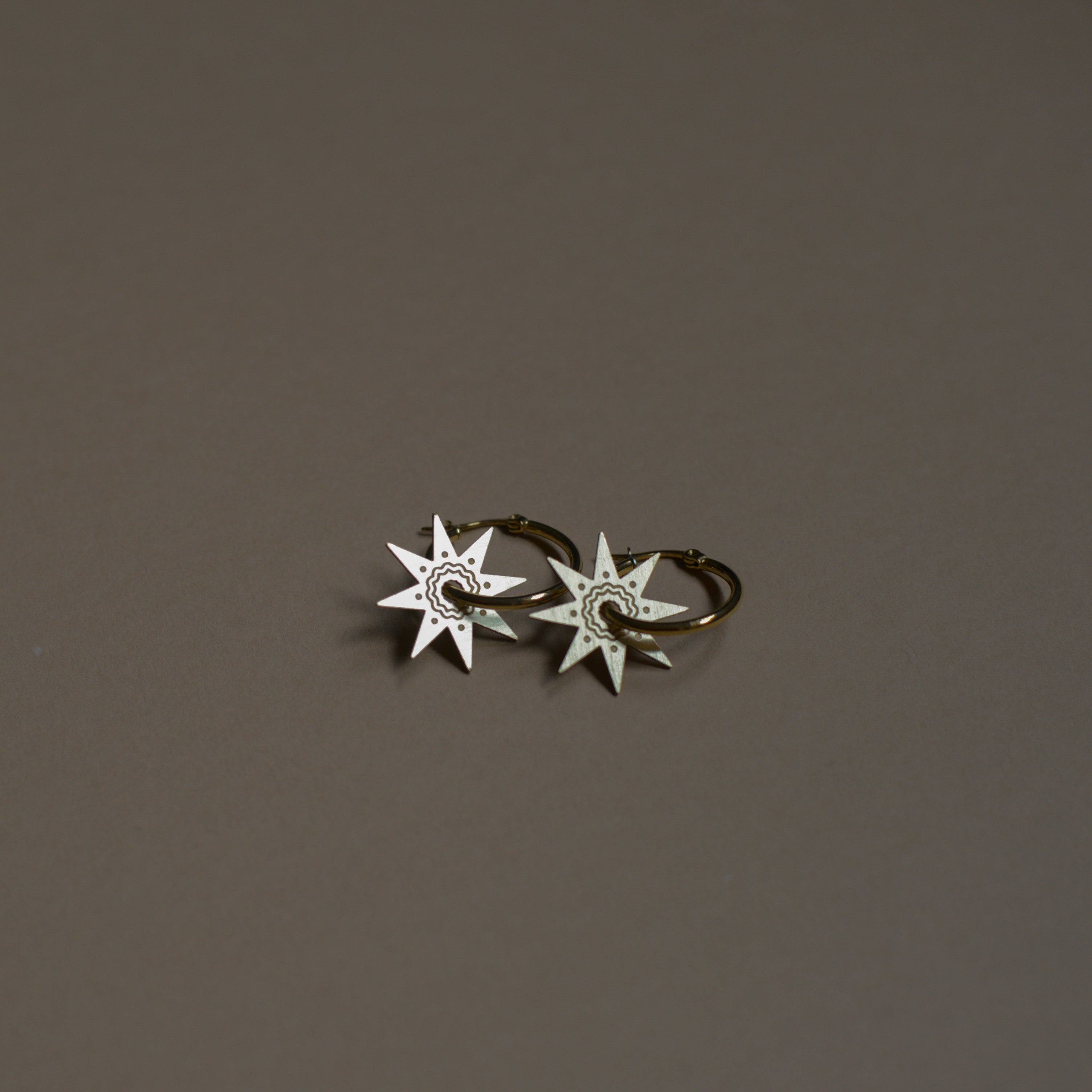 Brass Star Hoop Earrings