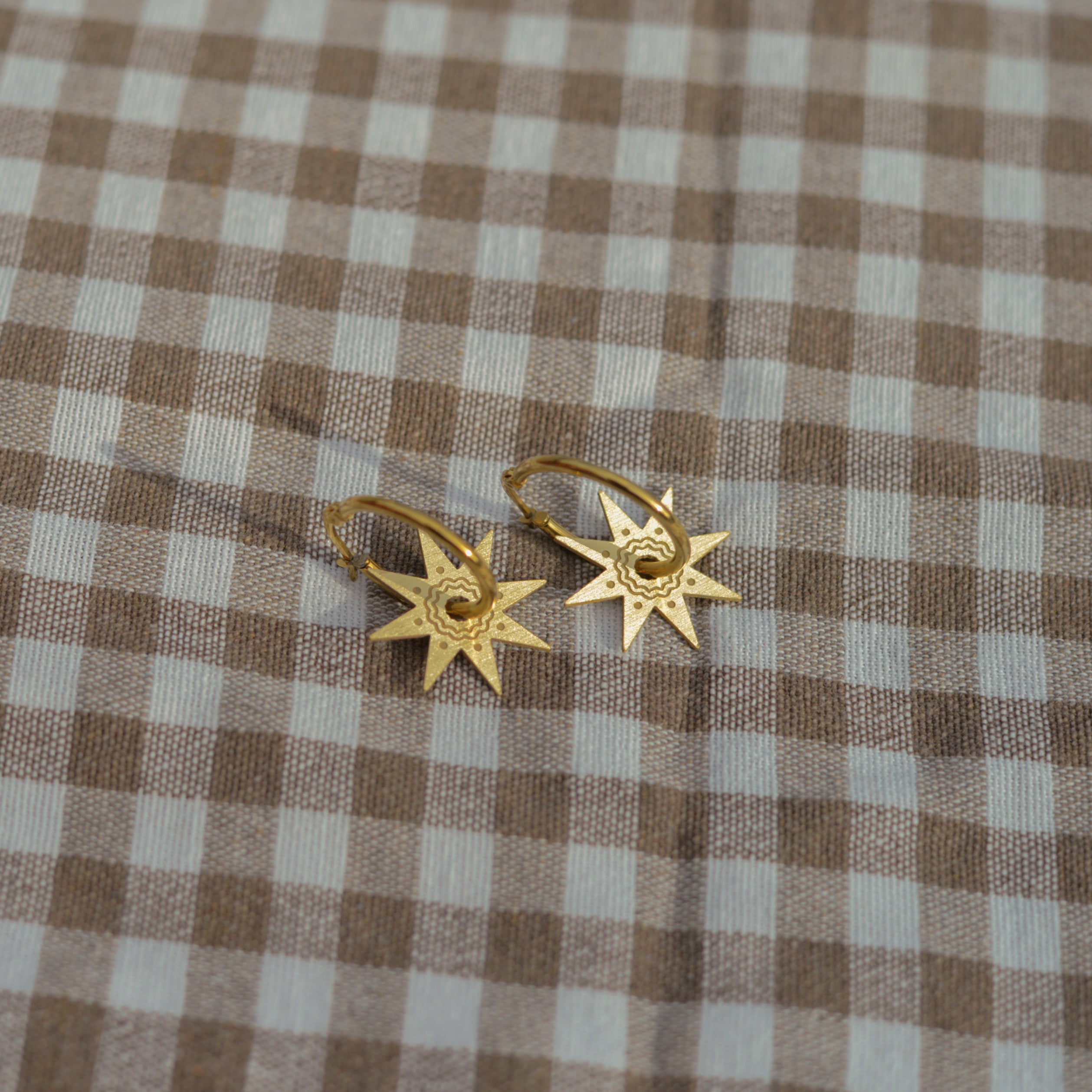 Brass Star Hoop Earrings