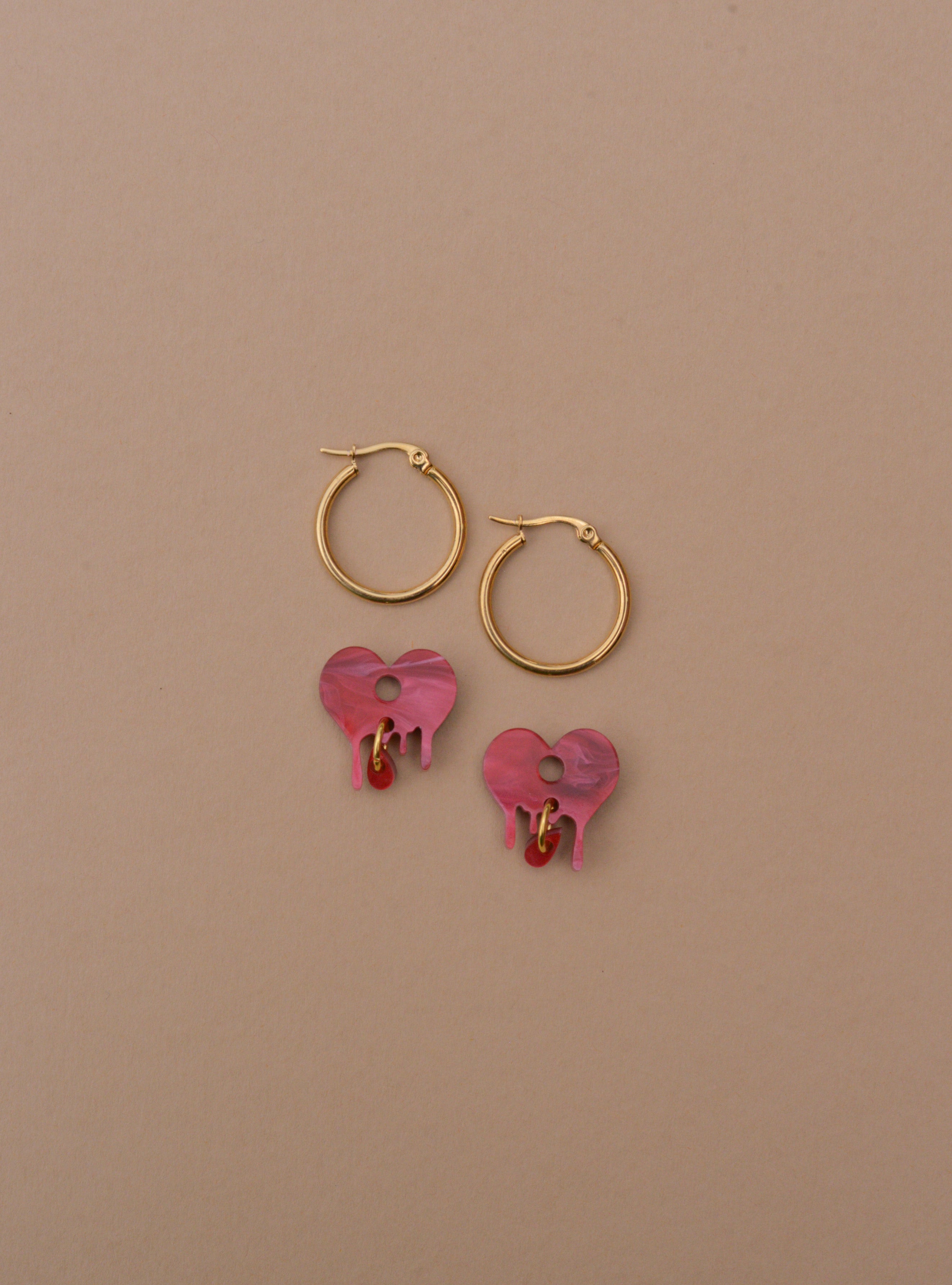 Boucles d'oreilles créoles cœur saignant