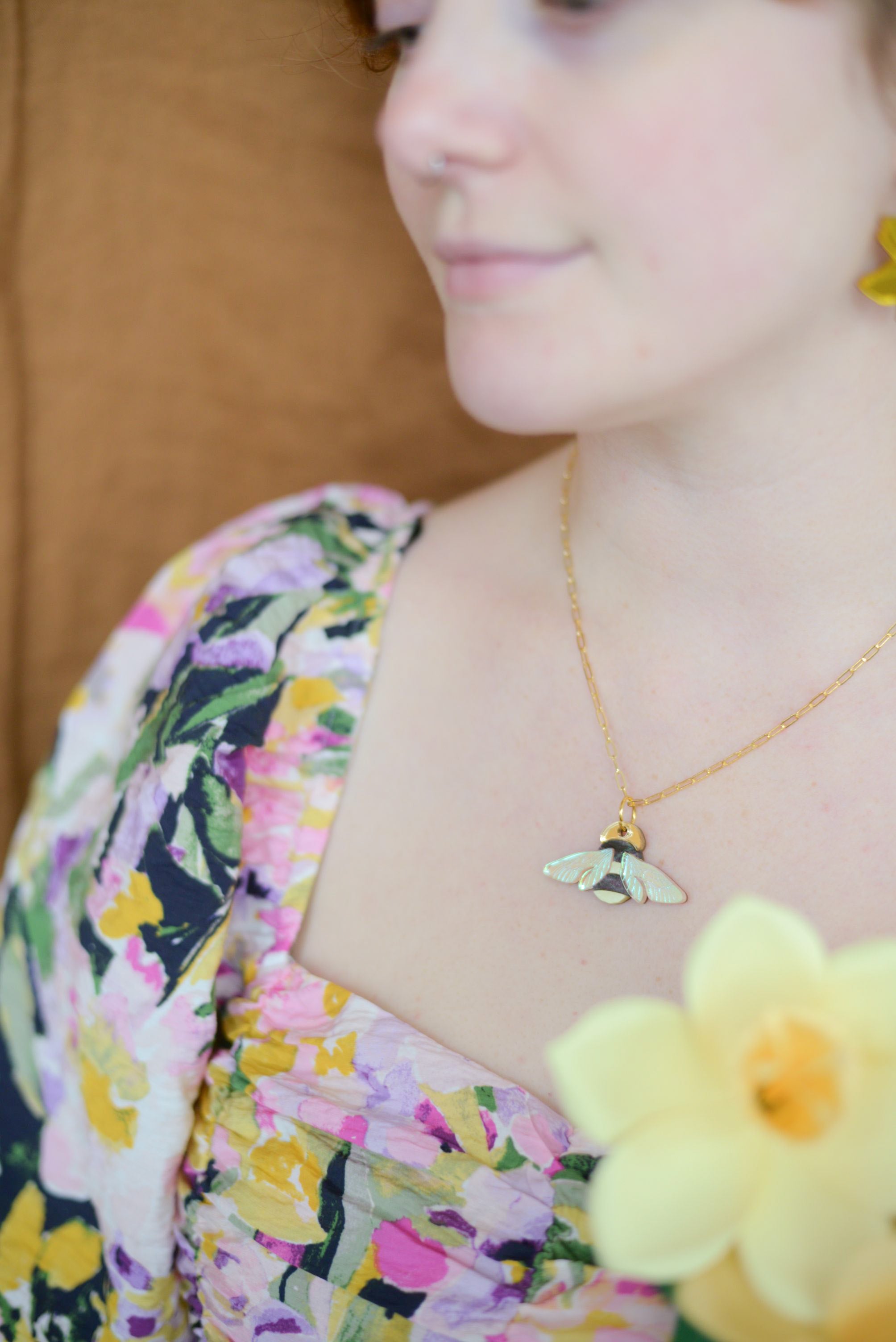 Striped Bumblebee Necklace