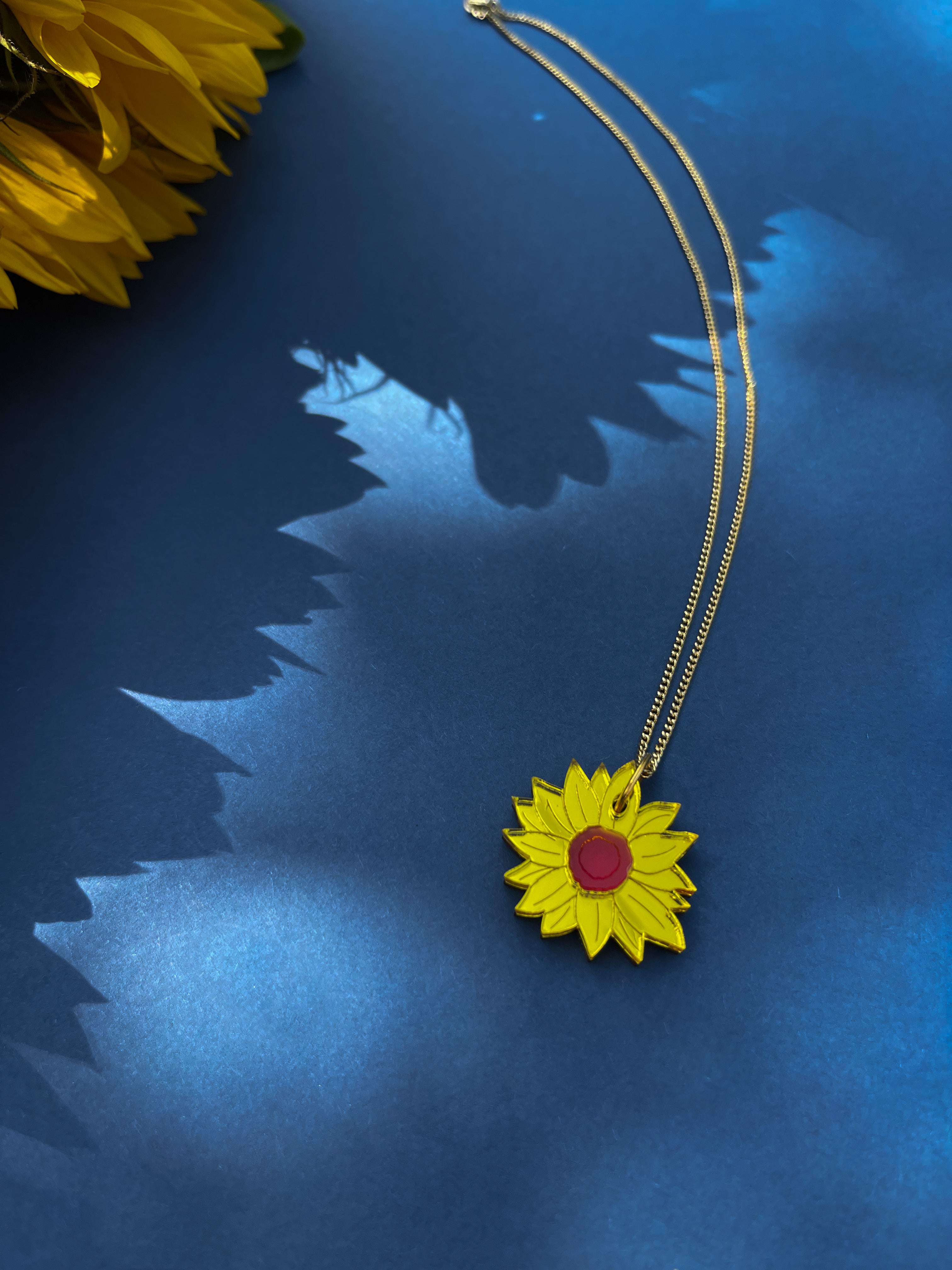 Sunflower Mini Necklace, yellow surround