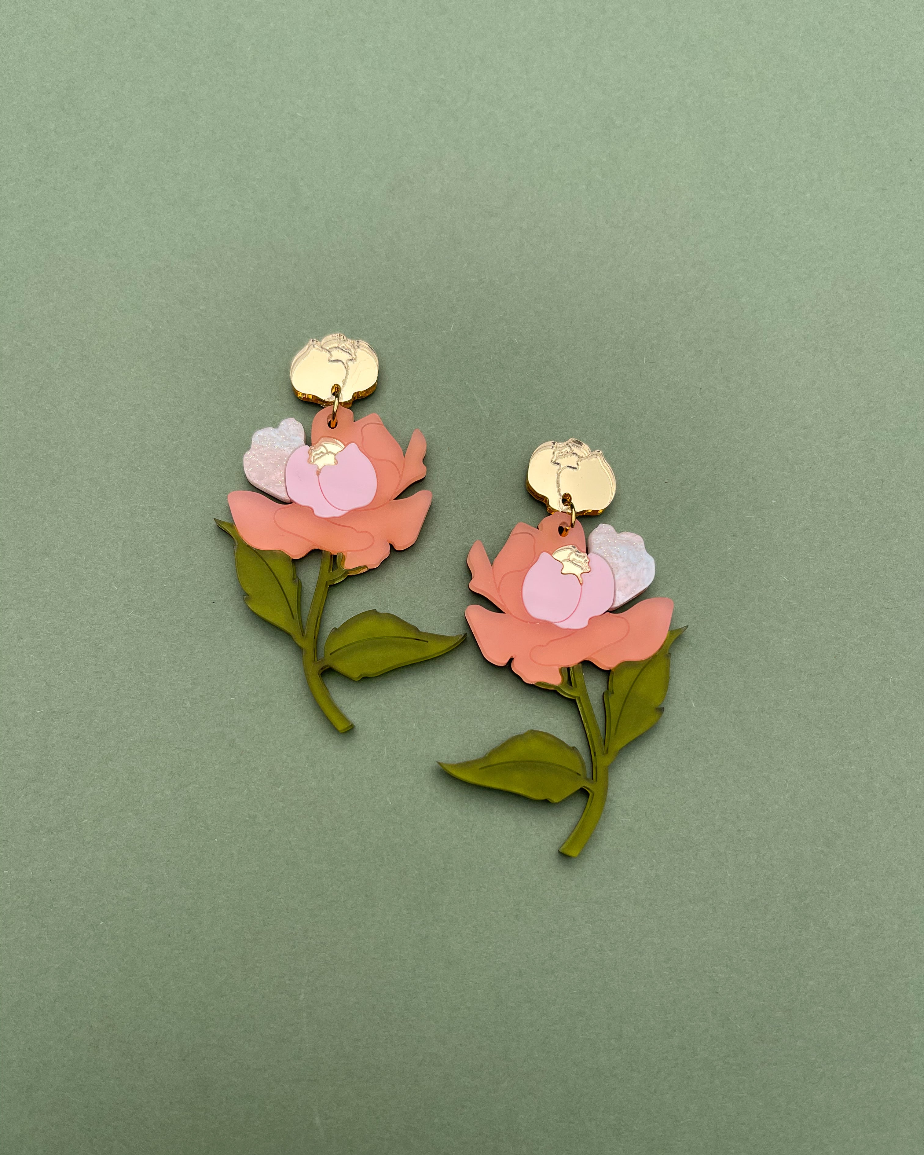 Peony Leaf Statement Earrings