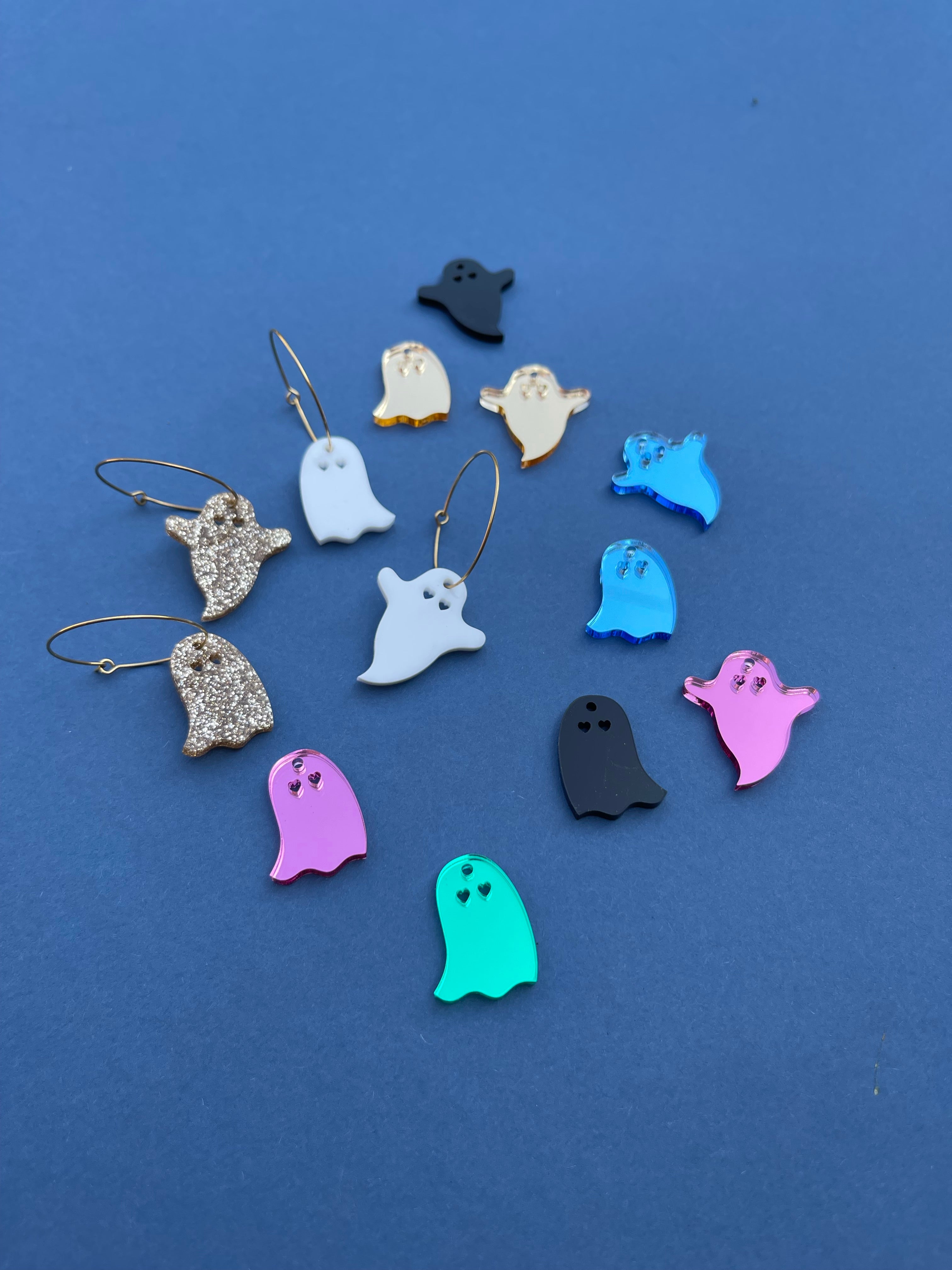 Mini ghost hoop earrings